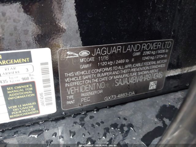 SAJAJ4BV4HA974346 Jaguar s/c lev3 sulev30