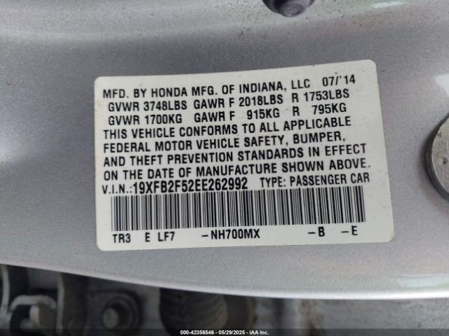19XFB2F52EE262992 Honda Civic Lx
