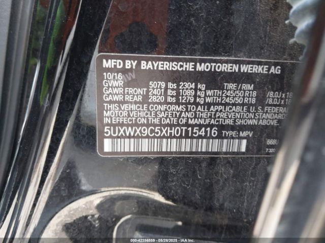 2017 BMW X3 5UXWX9C5XH0T15416 Photo 8