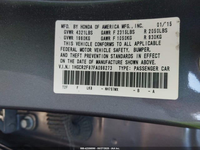 1HGCR2F87FA096273 Honda Accord Ex-l