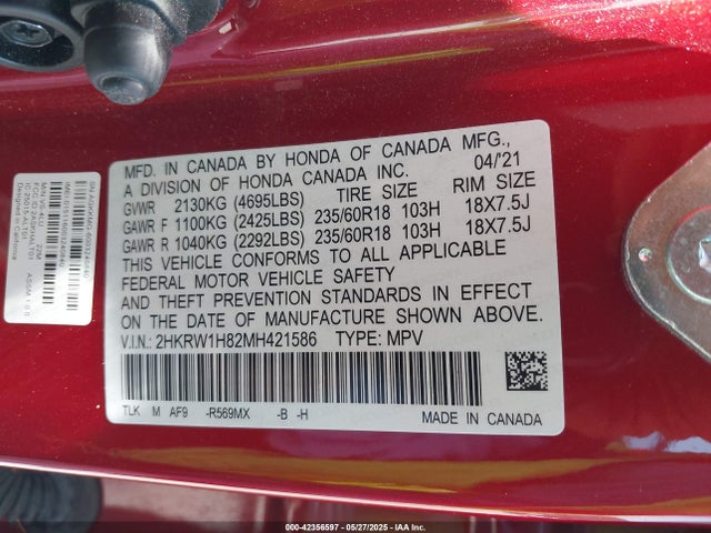 2HKRW1H82MH421586 Honda l15be