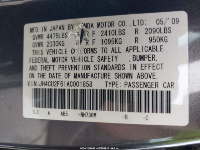 2010 ACURA TSX JH4CU2F61AC001858 Photo 8