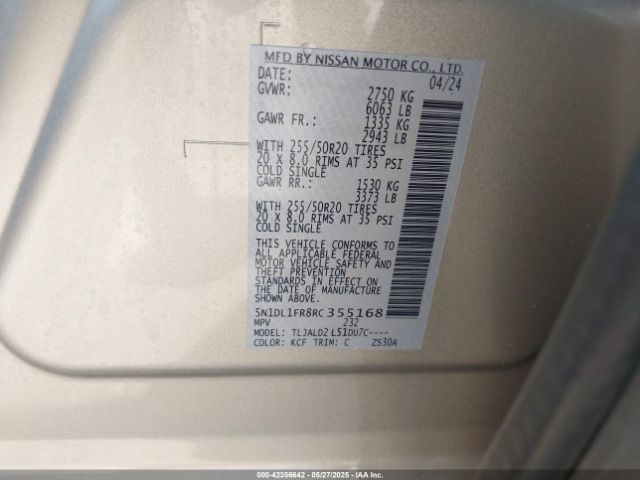 5N1DL1FR8RC355168 Infiniti QX60 LUXE