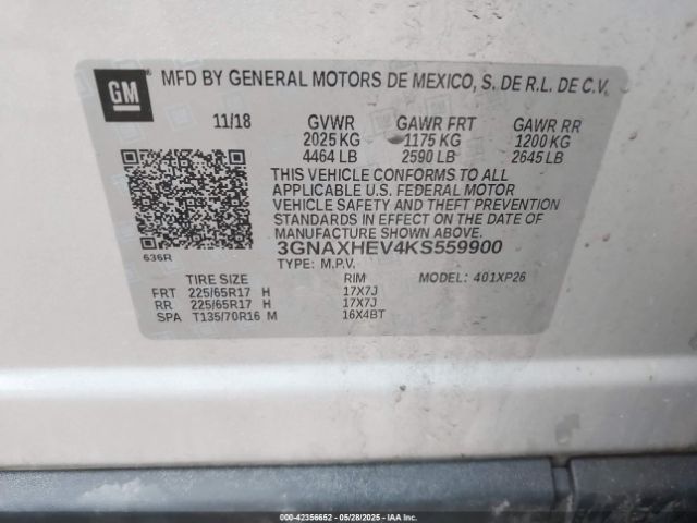3GNAXHEV4KS559900 Chevrolet EQUINOX LS