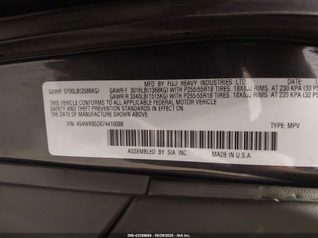 2007 SUBARU B9 TRIBECA 4S4WX85D074410098 Photo 8