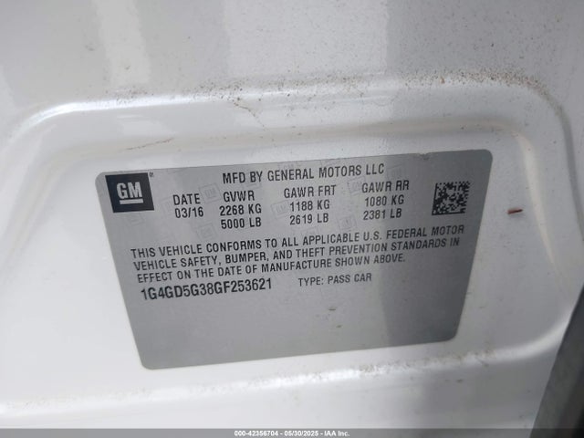 1G4GD5G38GF253621 Buick Lacrosse Premium I