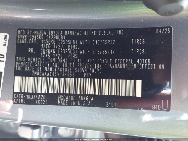 7MUCAAAG8SV134062 Toyota Corolla Cross Le