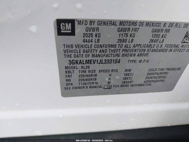 3GKALMEV1JL330164 GMC Terrain Sle