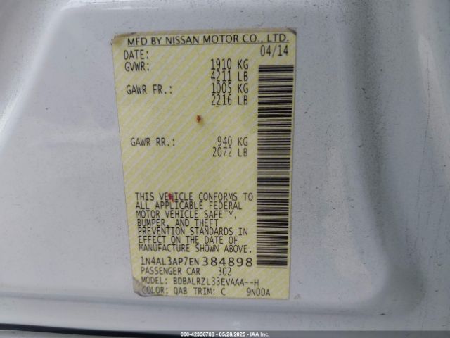 1N4AL3AP7EN384898 Nissan Altima 2.5 S