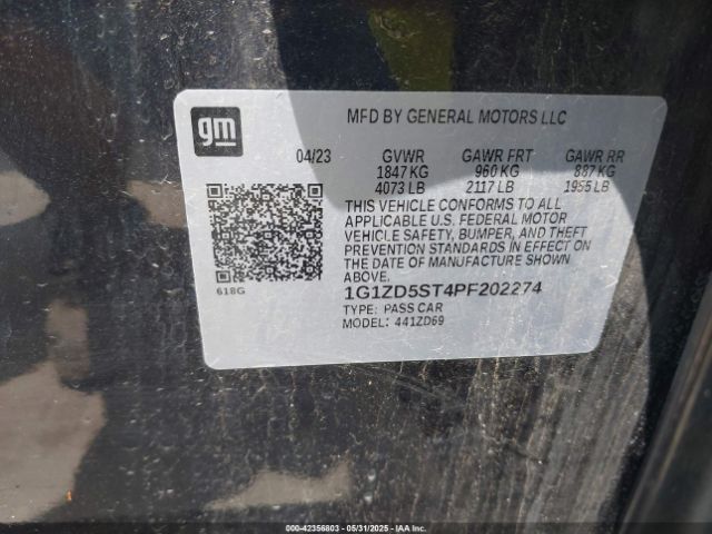 1G1ZD5ST4PF202274 Chevrolet Malibu Fwd 1lt