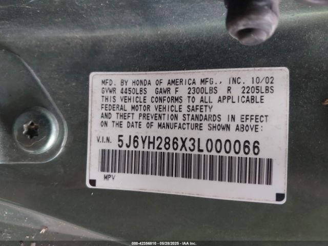 2003 HONDA ELEMENT 5J6YH286X3L000066 Photo 8