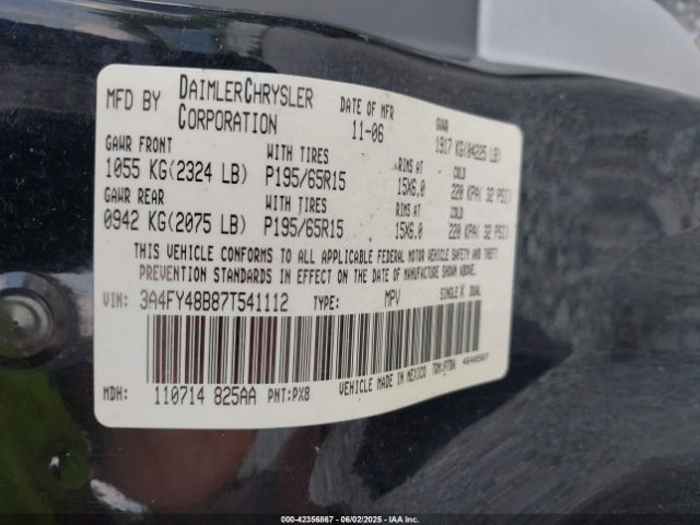 2007 CHRYSLER PT CRUISER 3A4FY48B87T541112 Photo 8