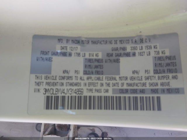 3MYDLBYV4JY314859 Toyota p5v