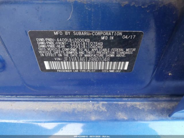 JF1VA1A61J9801048 Subaru WRX