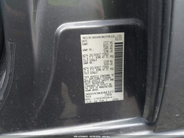 2022 NISSAN FRONTIER 1N6ED1FK5NN646327 Photo 8