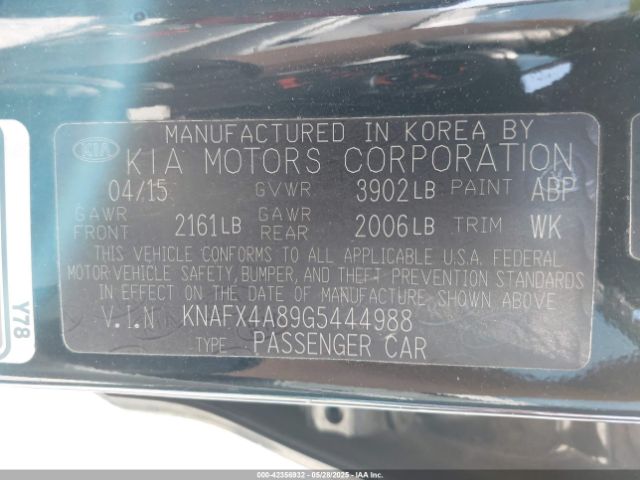 KNAFX4A89G5444988 KIA FORTE EX