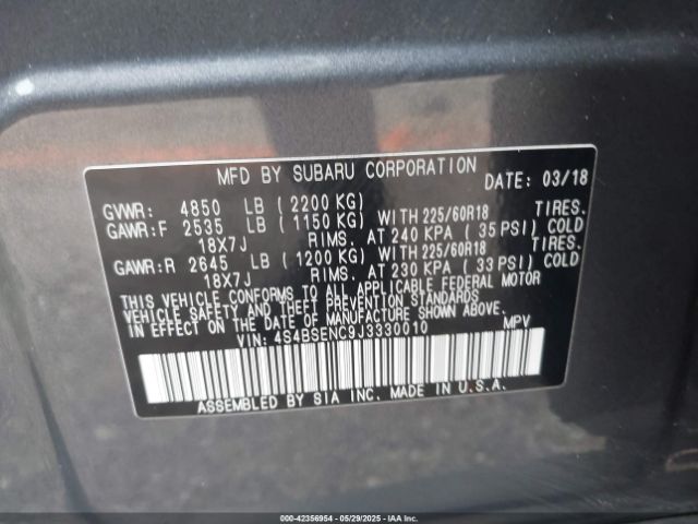 2018 SUBARU OUTBACK 4S4BSENC9J3330010 Photo 8