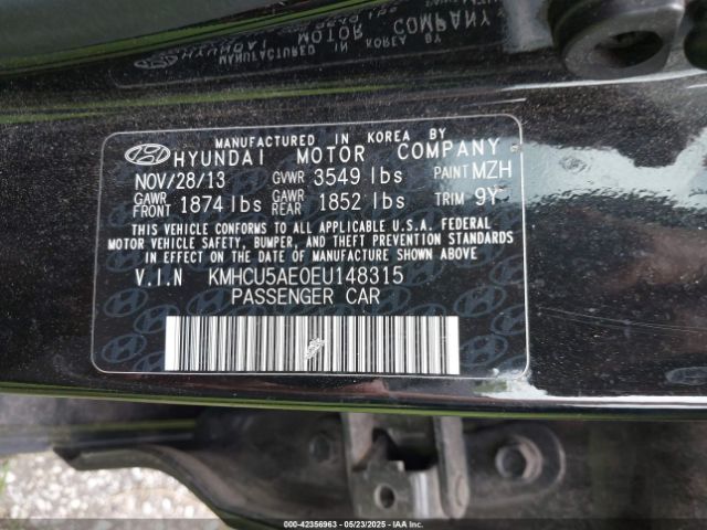 KMHCU5AE0EU148315 Hyundai ACCENT SE