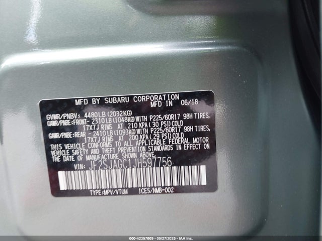 JF2SJAGC1JH597756 Subaru Forester 2.5i Premium
