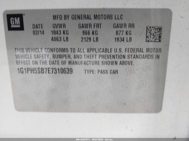 1G1PH5SB7E7310639 Chevrolet Cruze Eco Auto