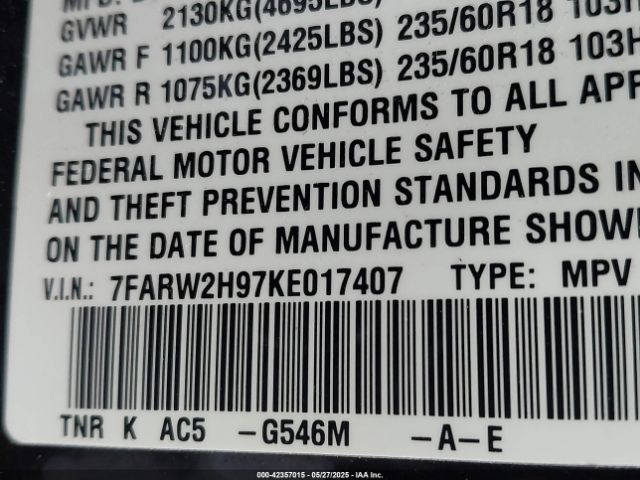 7FARW2H97KE017407 Honda Cr-v Touring