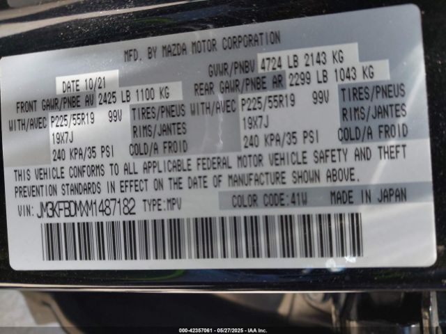 2021 MAZDA CX-5 JM3KFBDMXM1487182 Photo 8