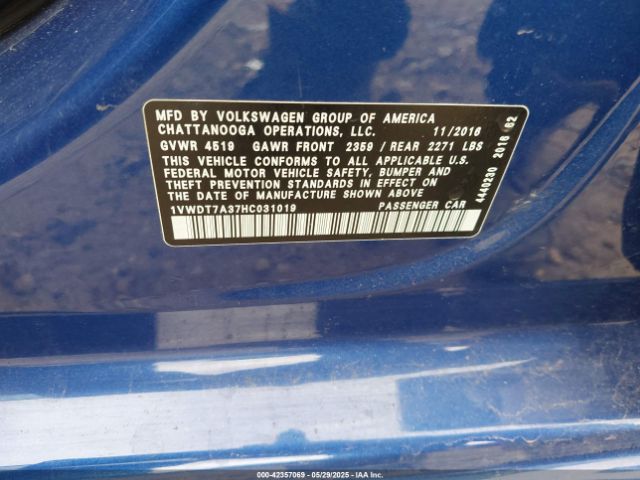 2017 VOLKSWAGEN PASSAT 1VWDT7A37HC031019 Photo 8