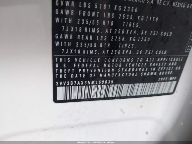2022 VOLKSWAGEN TIGUAN 3VV3B7AX3NM169835 Photo 8