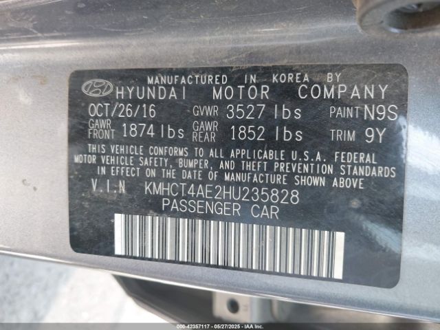 KMHCT4AE2HU235828 Hyundai ACCENT SE