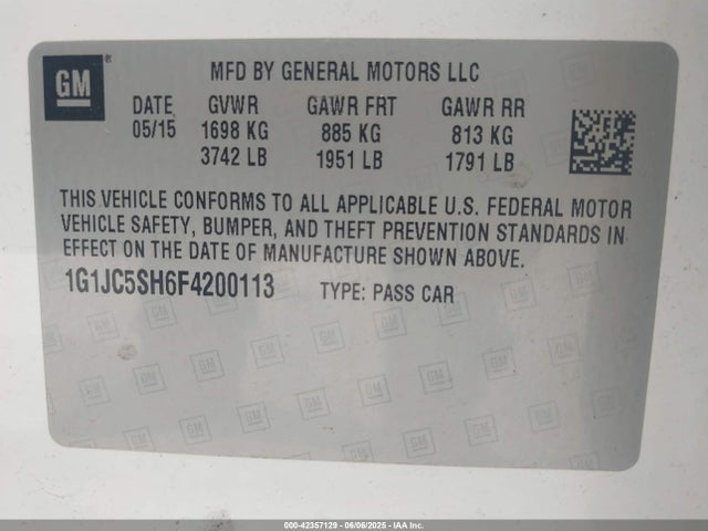 1G1JC5SH6F4200113 Chevrolet luw