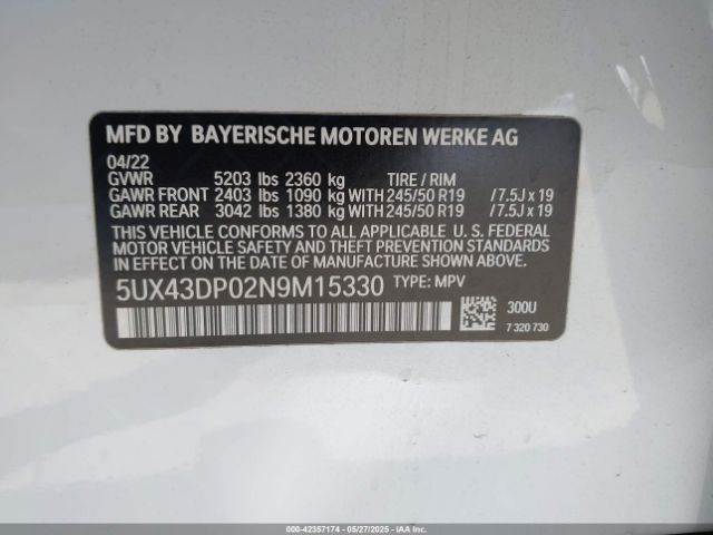 2022 BMW X3 5UX43DP02N9M15330 Photo 8