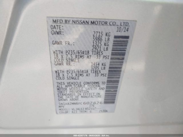 2015 NISSAN PATHFINDER 5N1AR2MN6FC607826 Photo 8