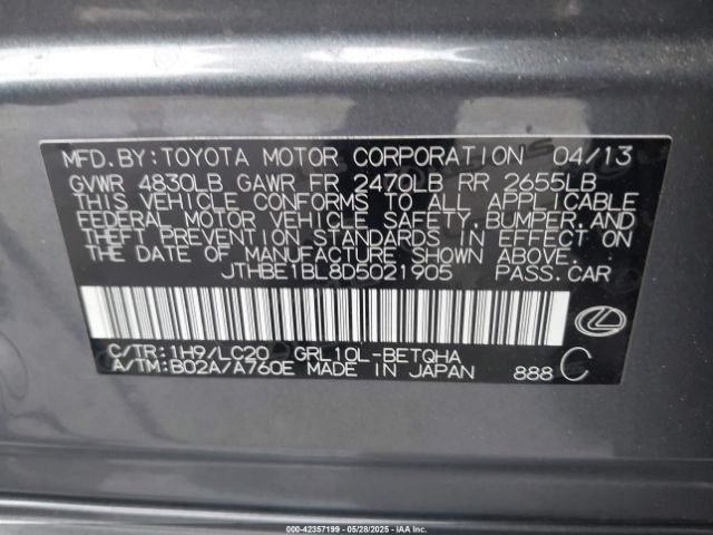 2013 LEXUS GS 350 JTHBE1BL8D5021905 Photo 8