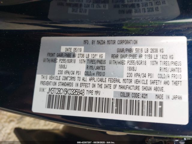 2019 MAZDA CX-9 JM3TCBCY6K0326848 Photo 8