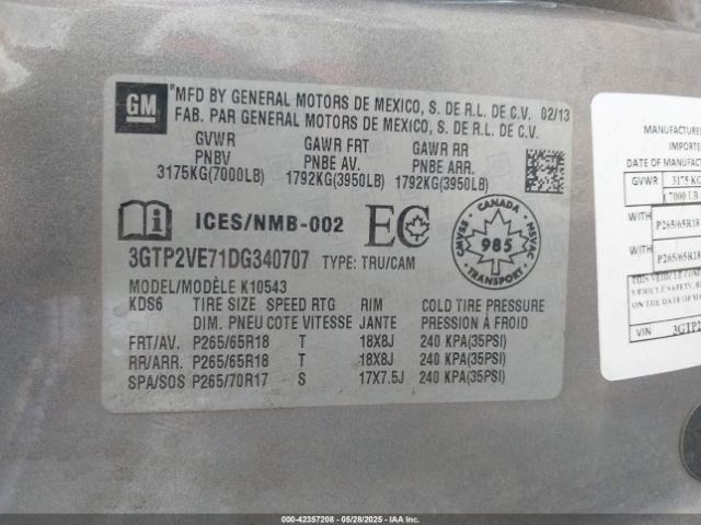 2013 GMC SIERRA 1500 3GTP2VE71DG340707 Photo 8