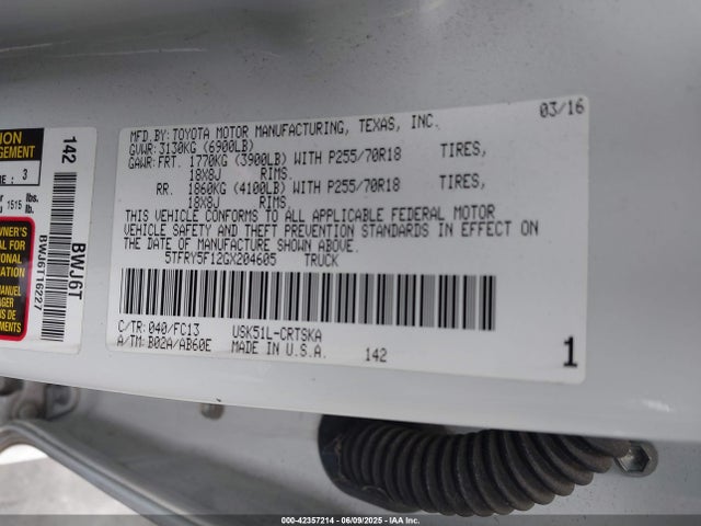 5TFRY5F12GX204605 Toyota 3ur-fe