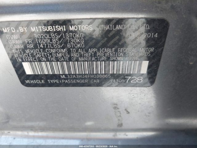 ML32A3HJ4FH038865 Mitsubishi MIRAGE DE