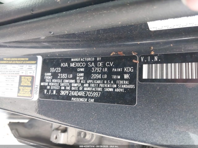 3KPF24AD4RE705997 KIA mpi nu