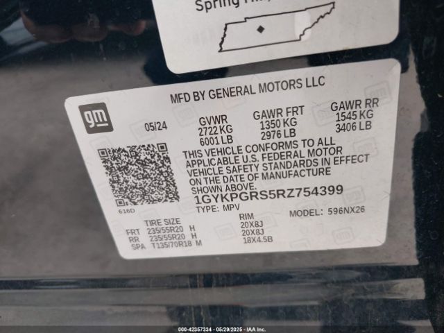 1GYKPGRS5RZ754399 Cadillac lgx