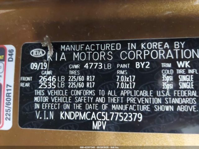 KNDPMCAC5L7752379 KIA Sportage Lx