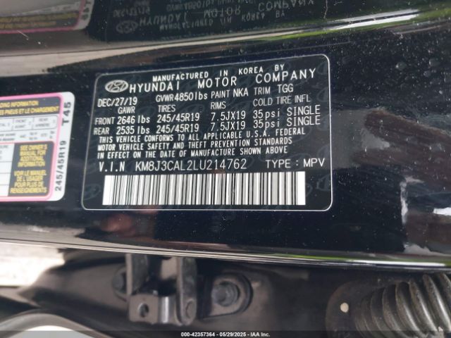 2020 HYUNDAI TUCSON KM8J3CAL2LU214762 Photo 8