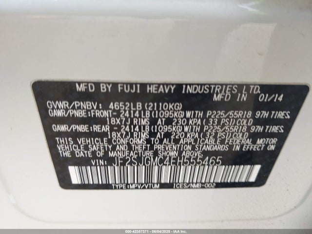 JF2SJGMC4EH555465 Subaru 2.5turbo u4
