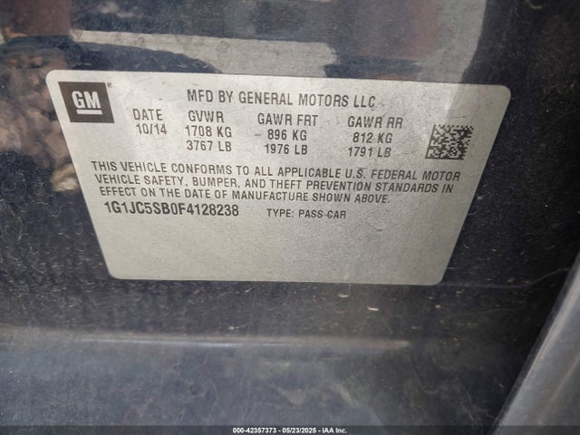 1G1JC5SB0F4128238 Chevrolet Sonic Lt Auto