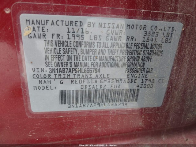 3N1AB7AP9HL655794 Nissan SENTRA SV