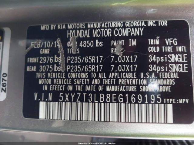 5XYZT3LB8EG169195 Hyundai Santa Fe Sport 2.4l