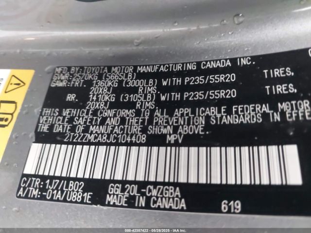 2018 LEXUS RX 350 2T2ZZMCA8JC104408 Photo 8
