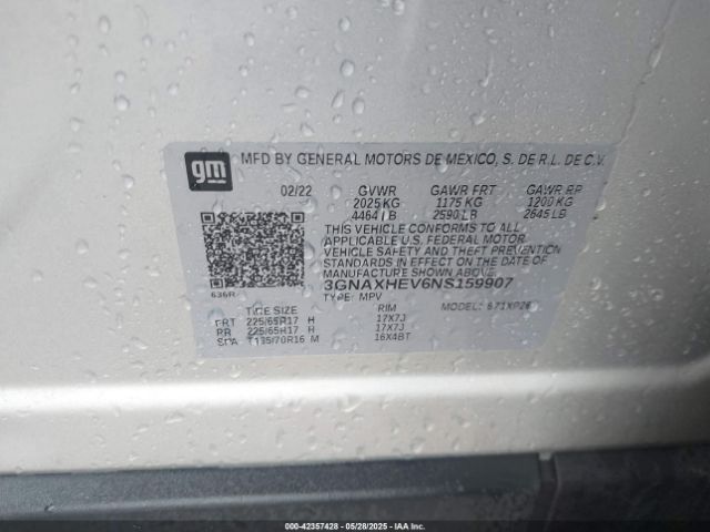2022 CHEVROLET EQUINOX 3GNAXHEV6NS159907 Photo 8