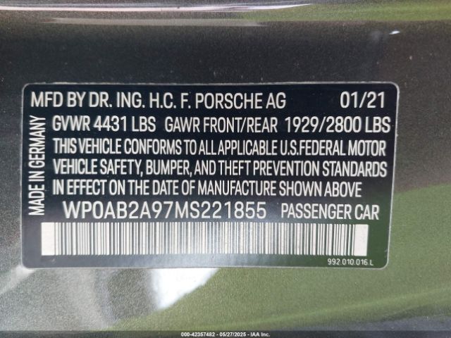 2021 PORSCHE 911 WP0AB2A97MS221855 Photo 8