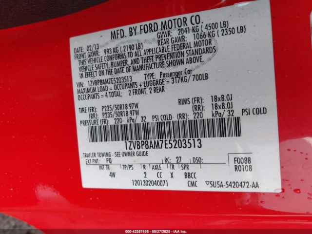 1ZVBP8AM7E5203513 Ford Mustang V6 Premium