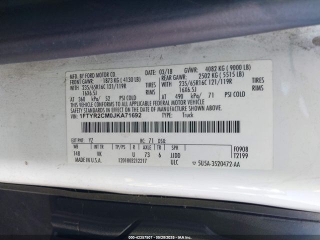 1FTYR2CM0JKA71692 Ford Transit-250